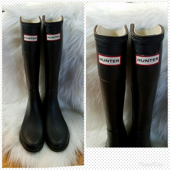 Hunter Shoes - Black matte tall Hunter boots